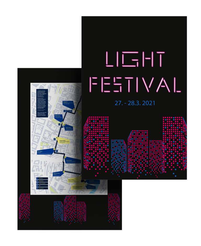 grafika, light festival, plakát